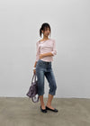 Celien Snap Ribbed 3/4 Sleeve Tee