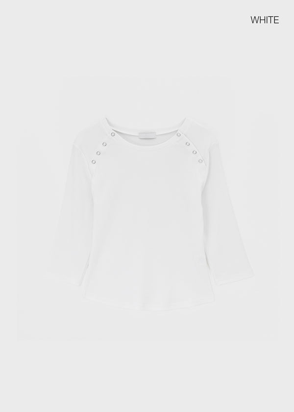 Celien Snap Ribbed 3/4 Sleeve Tee