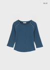 Celien Snap Ribbed 3/4 Sleeve Tee