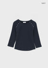 Celien Snap Ribbed 3/4 Sleeve Tee