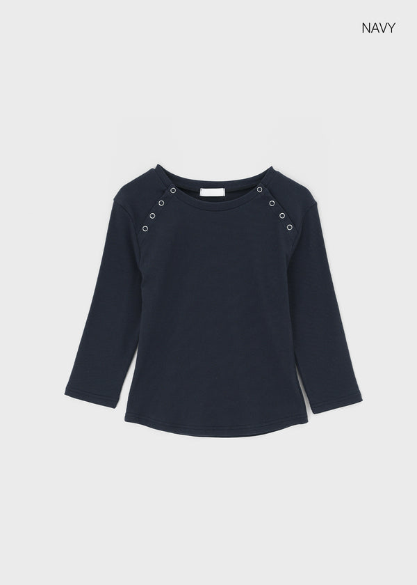 Celien Snap Ribbed 3/4 Sleeve Tee