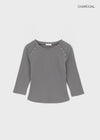 Celien Snap Ribbed 3/4 Sleeve Tee