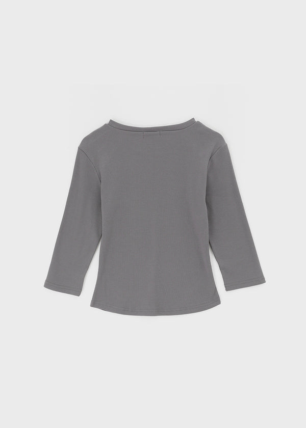 Celien Snap Ribbed 3/4 Sleeve Tee