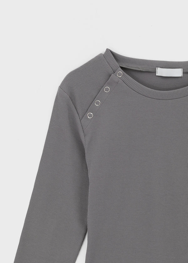 Celien Snap Ribbed 3/4 Sleeve Tee
