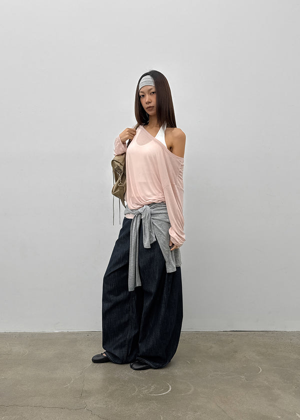 Bran back pocket balloon wide pants