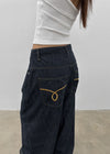 Bran back pocket balloon wide pants