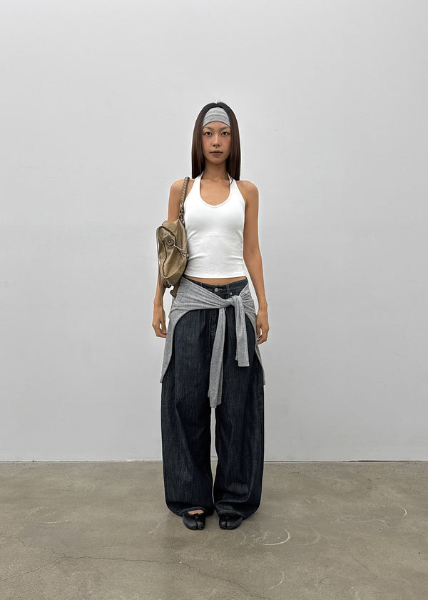 Bran back pocket balloon wide pants