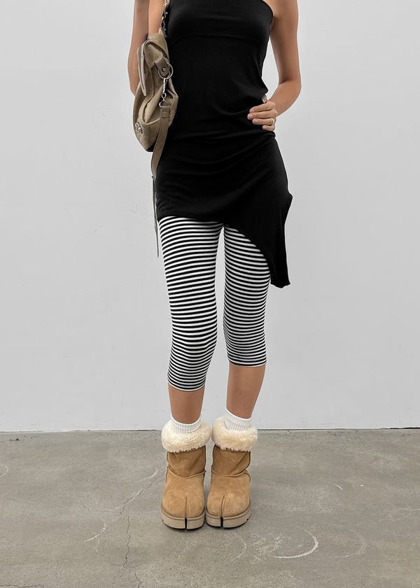 Mae striped elastic banding capri pants