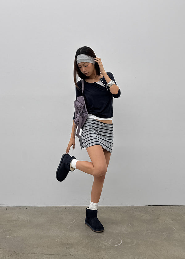Dav striped mini skirt pants