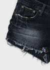 Lens low-waist distressed denim shorts