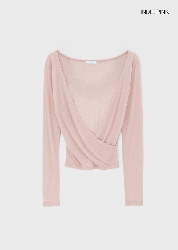 Celty Tencel Wrap Long Sleeve Tee (30% Wool)