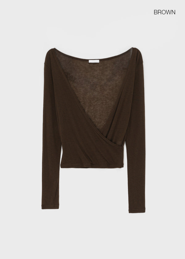Celty Tencel Wrap Long Sleeve Tee (30% Wool)