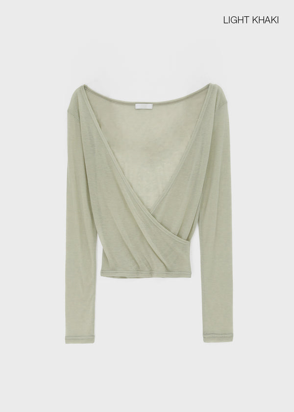 Celty Tencel Wrap Long Sleeve Tee (30% Wool)