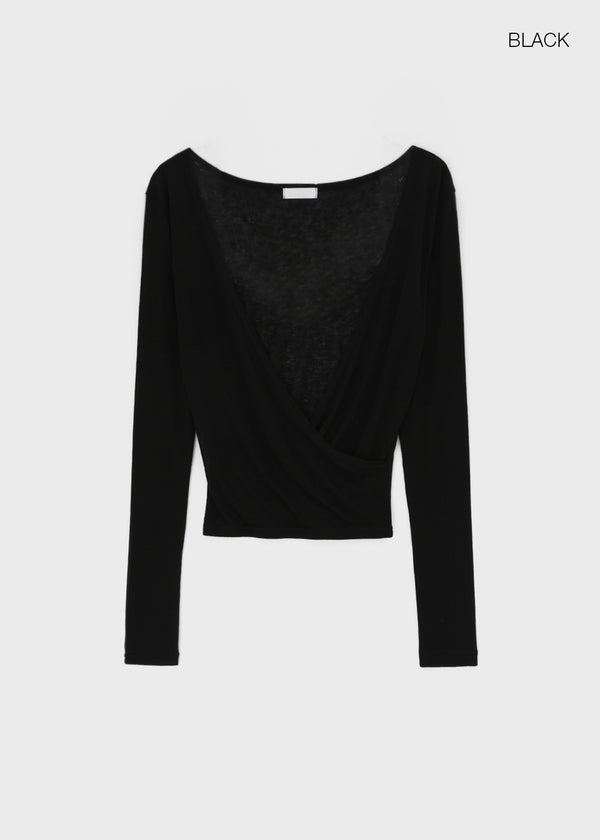 Celty Tencel Wrap Long Sleeve Tee (30% Wool)