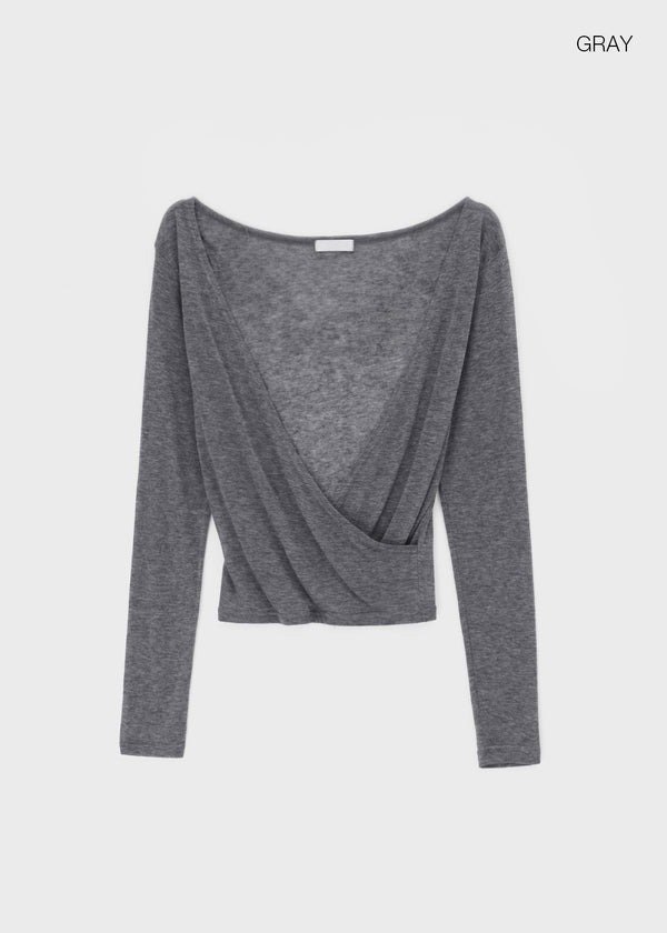 Celty Tencel Wrap Long Sleeve Tee (30% Wool)