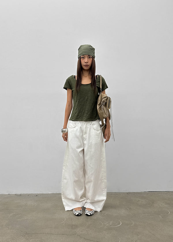 Bran back pocket balloon wide pants