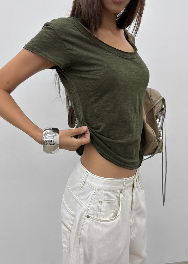 Levien Cut-out U-Neck Short Sleeve T-shirt