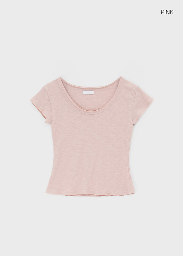 Levien Cut-out U-Neck Short Sleeve T-shirt