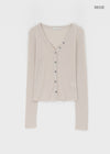 Sharti Button Deep V-Neck Cardigan (55% Linen)