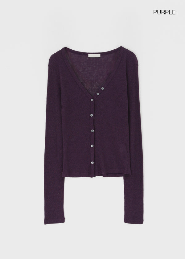 Sharti Button Deep V-Neck Cardigan (55% Linen)