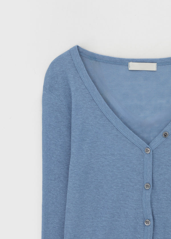 Sharti Button Deep V-Neck Cardigan (55% Linen)