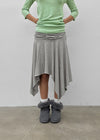 Clie shirred asymmetrical midi skirt