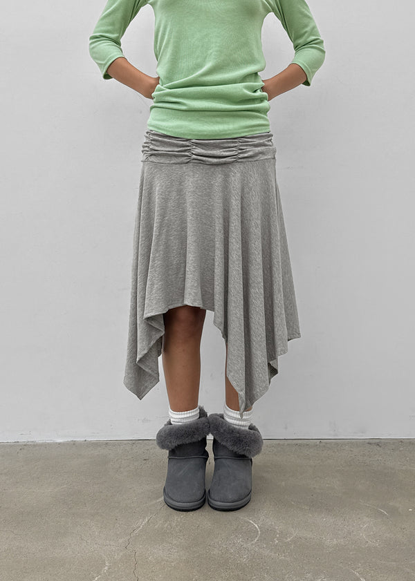 Clie shirred asymmetrical midi skirt
