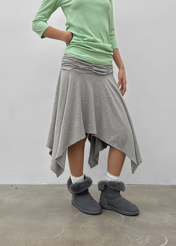 Clie shirred asymmetrical midi skirt