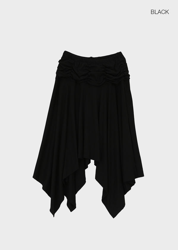 Clie shirred asymmetrical midi skirt