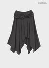 Clie shirred asymmetrical midi skirt