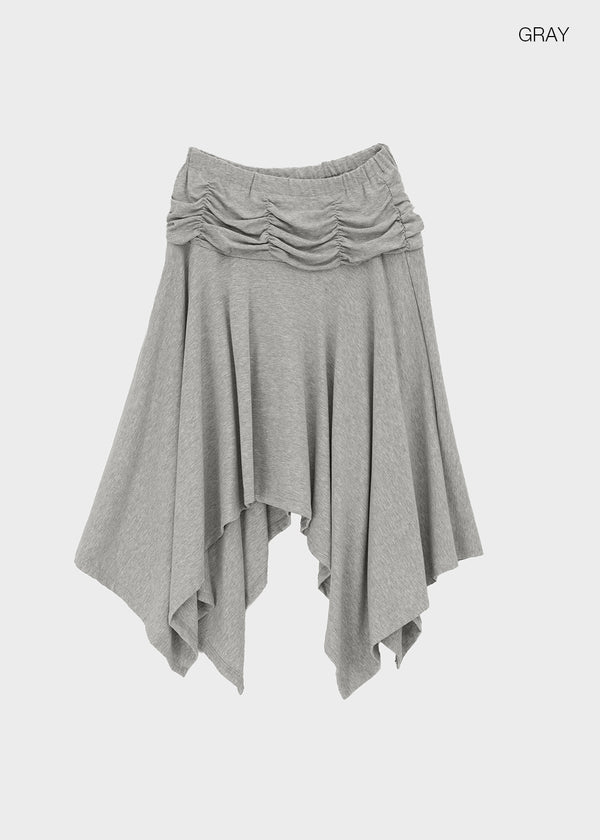 Clie shirred asymmetrical midi skirt