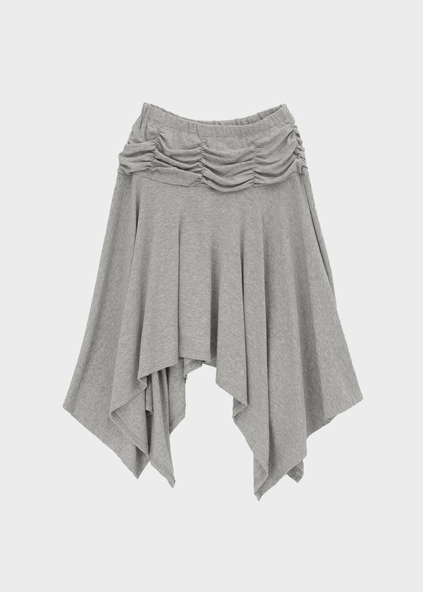 Clie shirred asymmetrical midi skirt