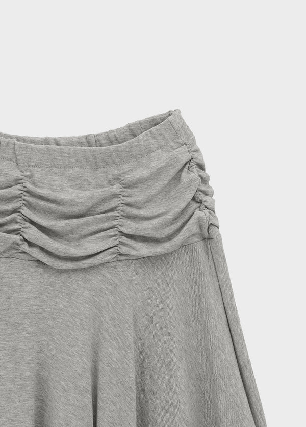 Clie shirred asymmetrical midi skirt