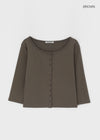 [B-BASIC] Tension Standard Boat Neck 3/4 Sleeve Cardigan (2 SIZE)