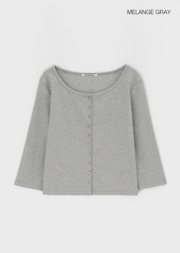 [B-BASIC] Tension Standard Boat Neck 3/4 Sleeve Cardigan (2 SIZE)