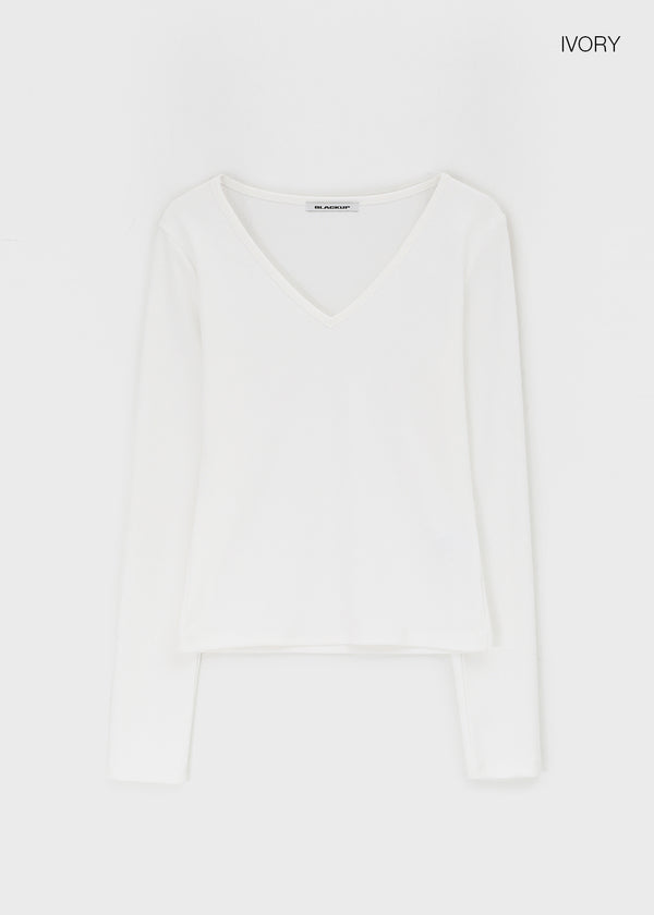 [B-BASIC] Tension Standard V-Neck Long Sleeve T-Shirt (3 SIZE)