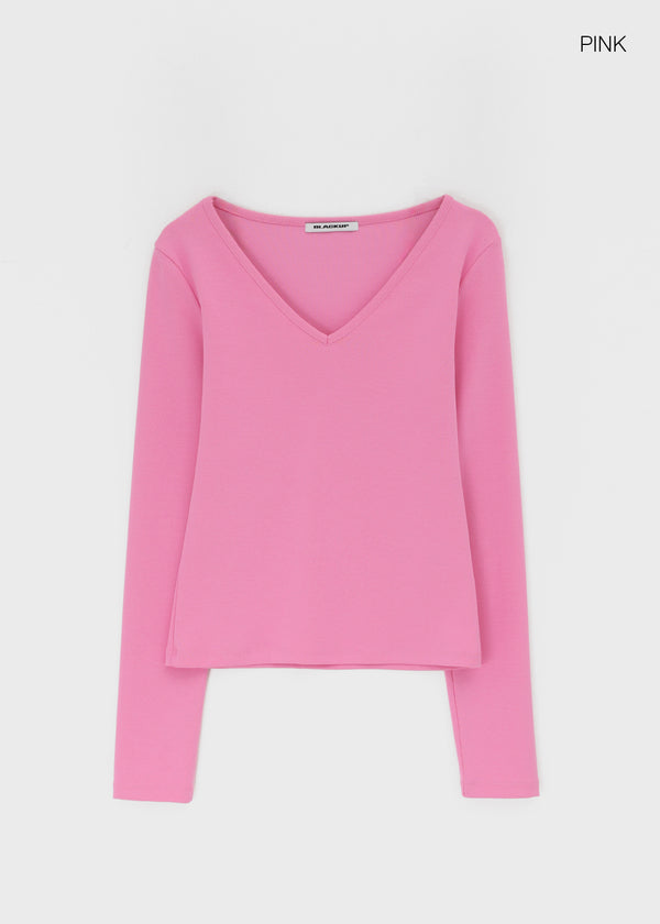 [B-BASIC] Tension Standard V-Neck Long Sleeve T-Shirt (3 SIZE)