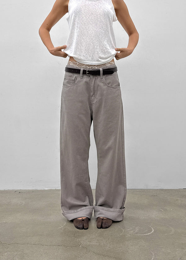 (UNISEX) Tab Semi-Bootcut Wide Pants