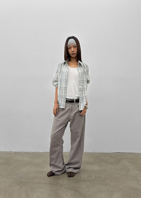 (UNISEX) Tab Semi-Bootcut Wide Pants