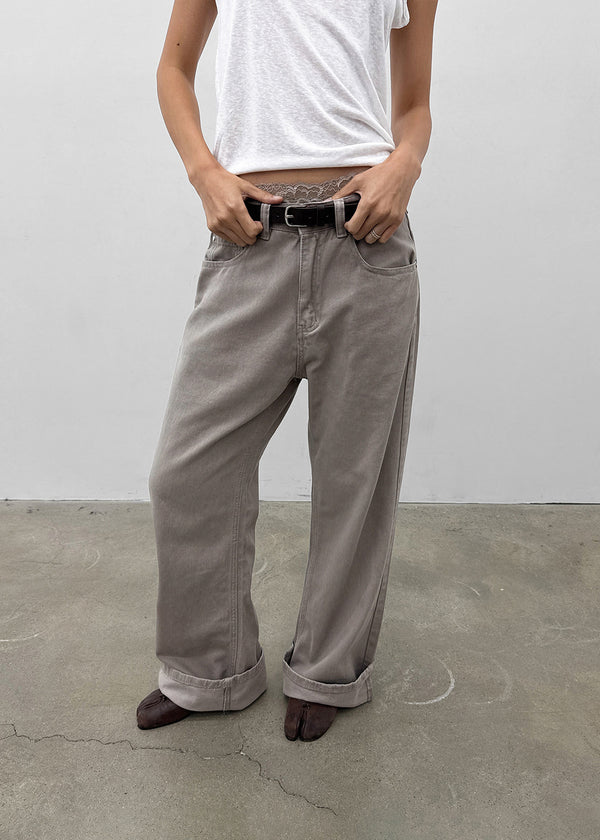 (UNISEX) Tab Semi-Bootcut Wide Pants