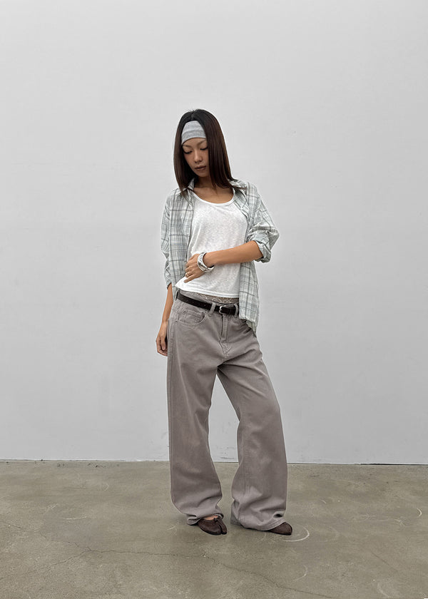 (UNISEX) Tab Semi-Bootcut Wide Pants