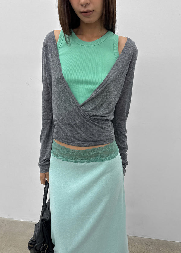 Celty Tencel Wrap Long Sleeve Tee (30% Wool)