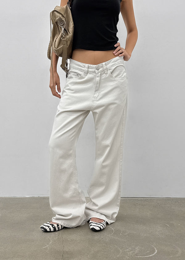 (UNISEX) Tab Semi-Bootcut Wide Pants