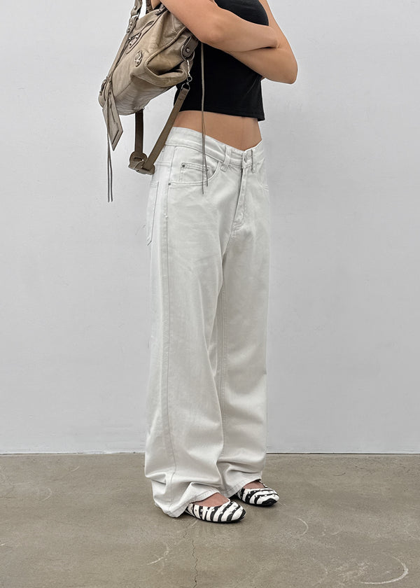 (UNISEX) Tab Semi-Bootcut Wide Pants