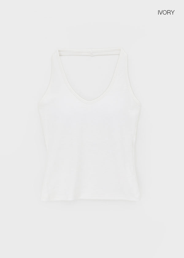 Ruetti Ribbed Halter Sleeveless (Built-in Cup)