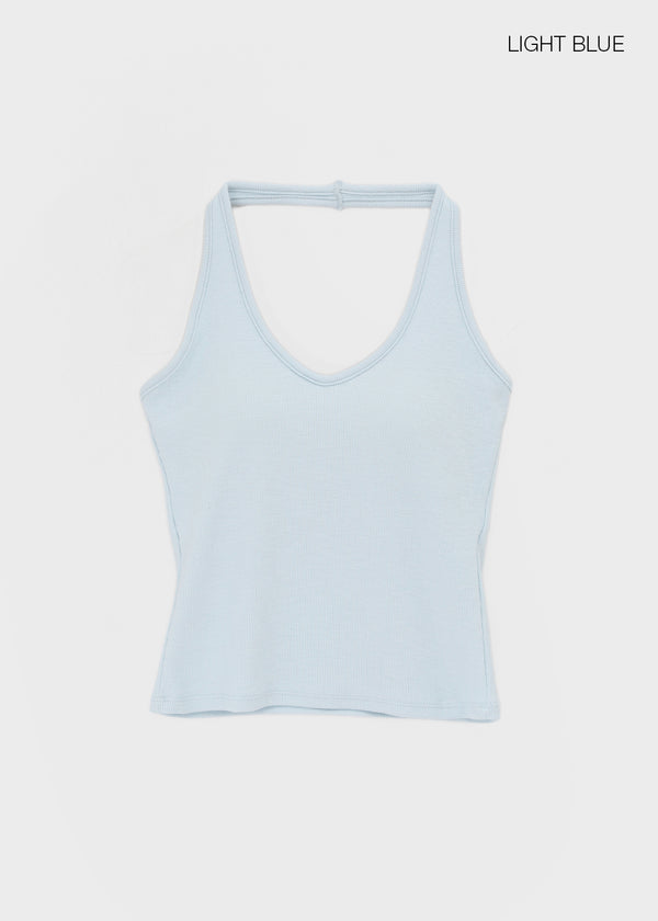 Ruetti Ribbed Halter Sleeveless (Built-in Cup)