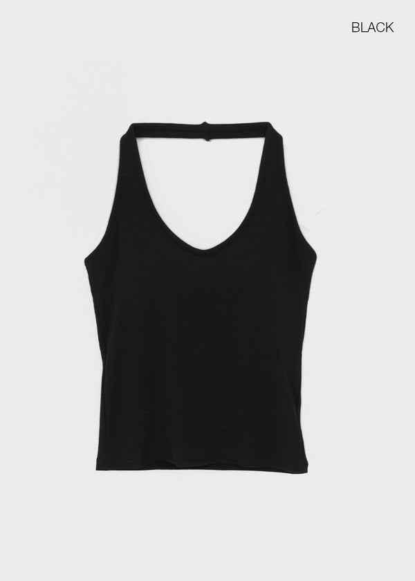 Ruetti Ribbed Halter Sleeveless (Built-in Cup)