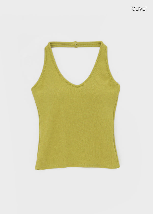 Ruetti Ribbed Halter Sleeveless (Built-in Cup)