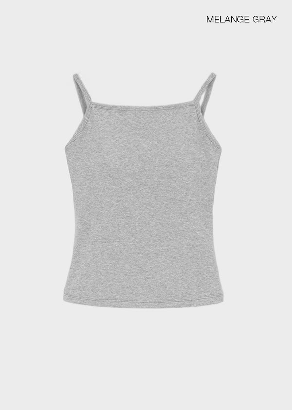 [B-BASIC] Basic Cotton Spandex Strap Square Neck Sleeveless (Built-in Cups) (2 SIZE)