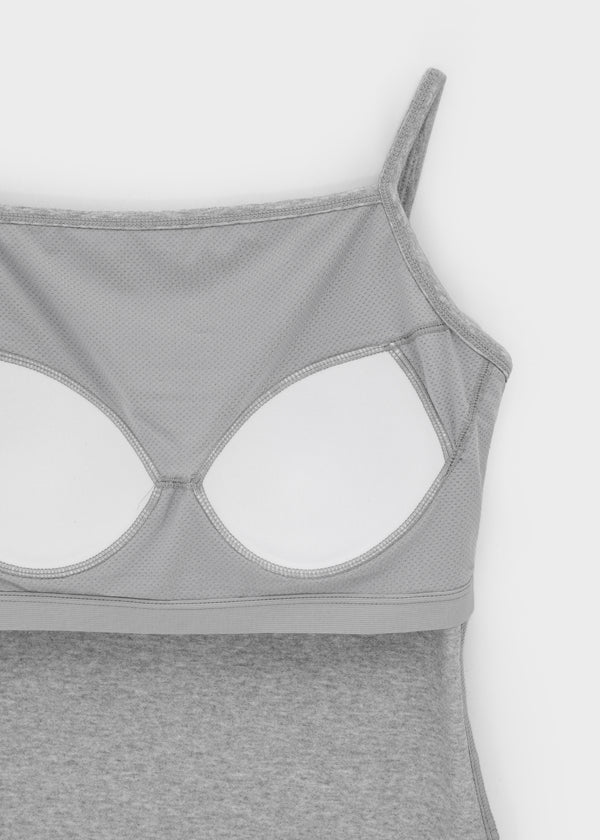 [B-BASIC] Basic Cotton Spandex Strap Square Neck Sleeveless (Built-in Cups) (2 SIZE)
